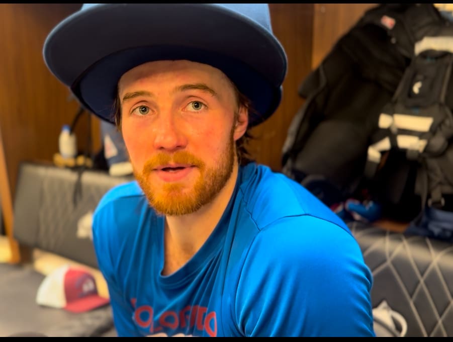 Mackenzie Blackwood earned the "Player of the Game" big hat despite not feeling 100%.