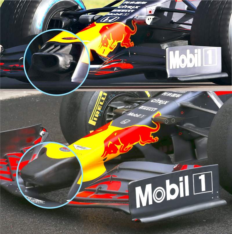 Red Bull Racing RB16 nose comparison