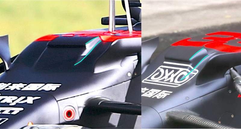Red Bull Racing RB16 S-duct outlet comparison