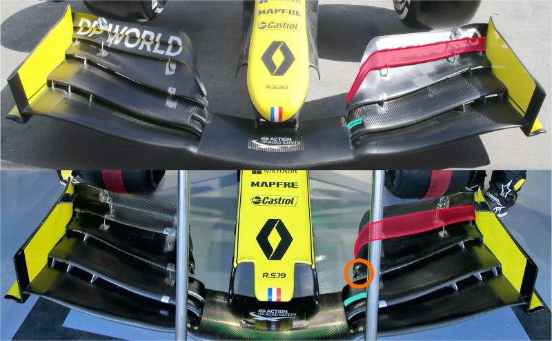 Renault RS20 front wing comparison